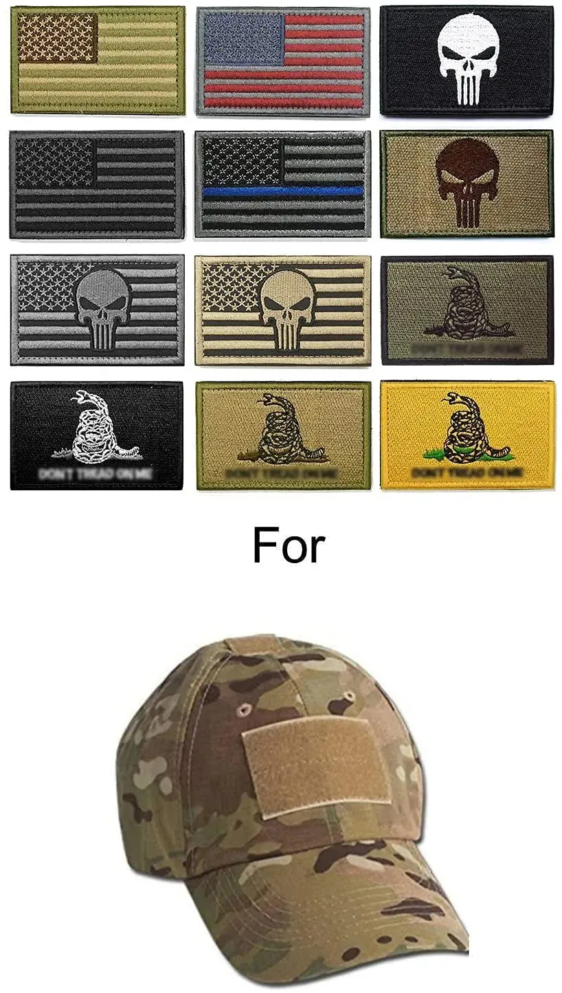 12 Pieces American Flag Tactical Morale Military Patches Set