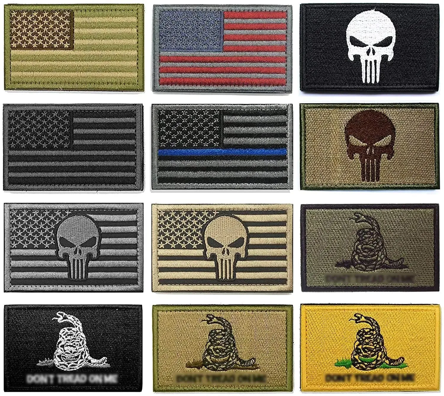 12 Pieces American Flag Tactical Morale Military Patches Set