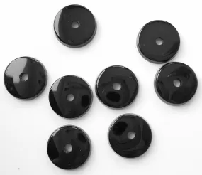 12mm Natural Black Onyx Round Buff-tops with 2mm hole