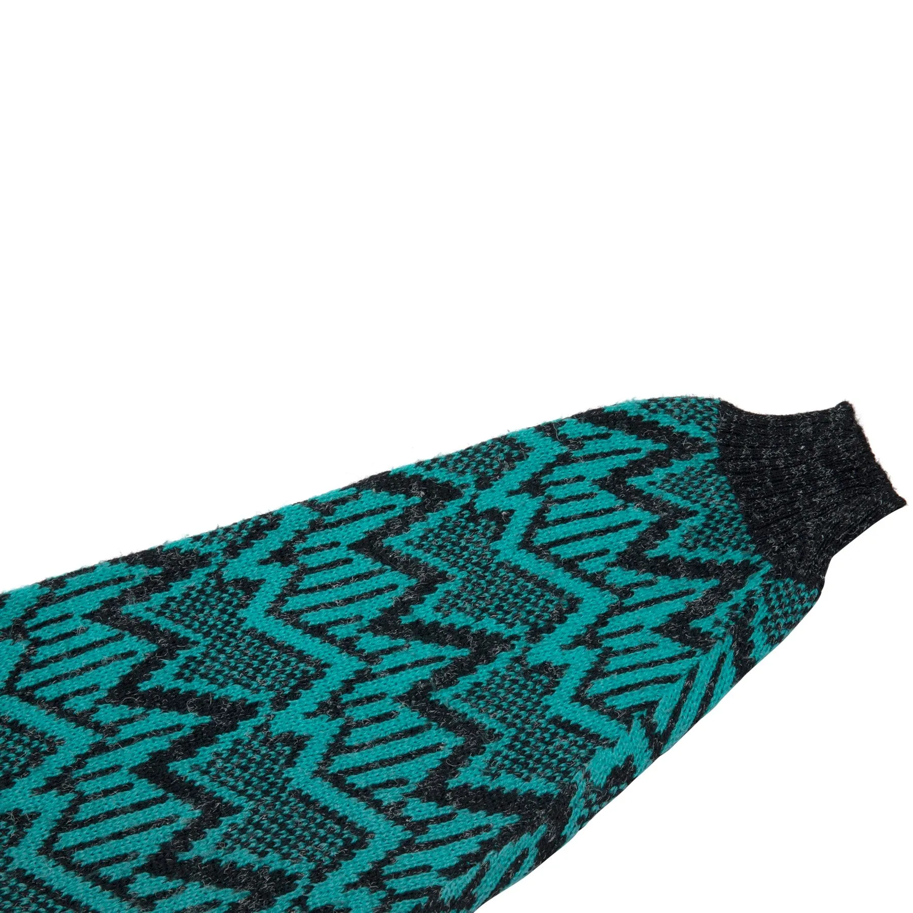 90s ZigZag Motif Jacquard Worsted Spun Yarn Boxy Jumper