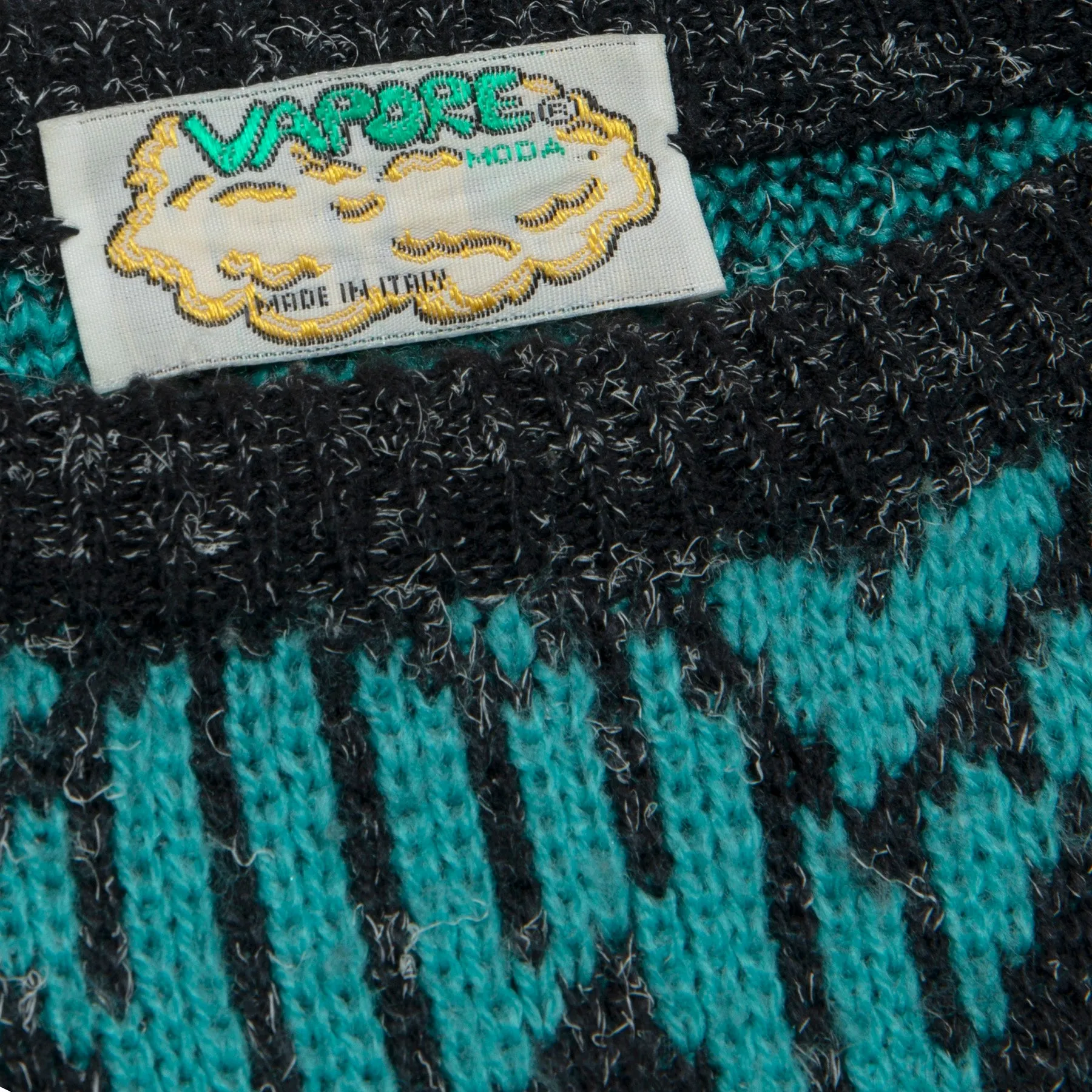90s ZigZag Motif Jacquard Worsted Spun Yarn Boxy Jumper