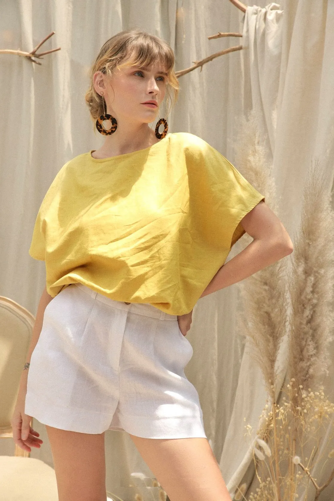 Andie Square Linen Top