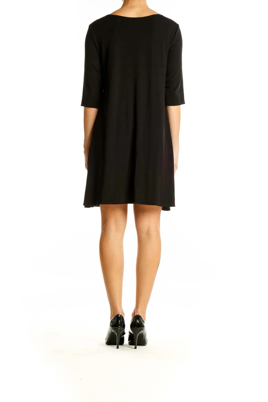 Black V-Neck Flowy Midi Dress