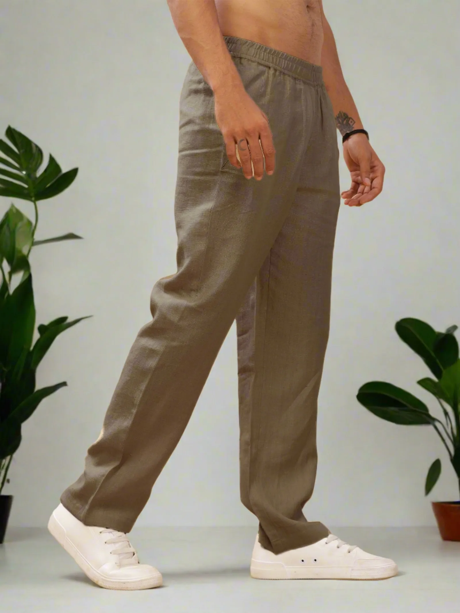 Breeze- Linen Casual Elastic Pants - Hazelnut Brown