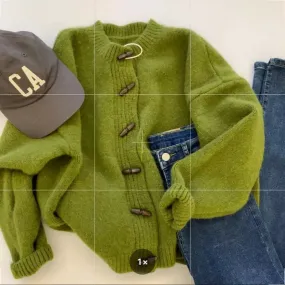 Cozy Vintage Knit Sweater Jacket for Women Relaxed Fall Style