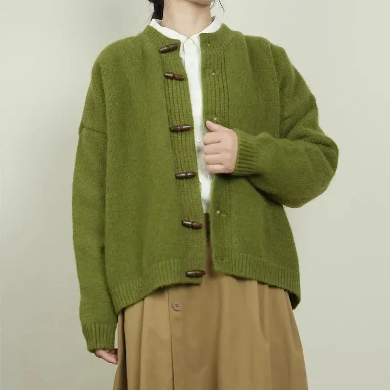 Cozy Vintage Knit Sweater Jacket for Women Relaxed Fall Style