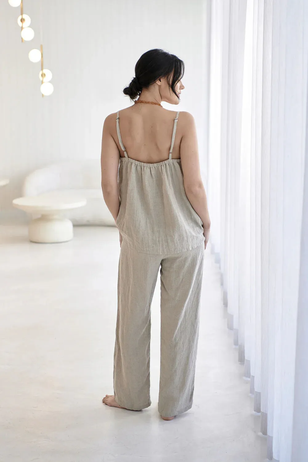 Fundamental Wide Leg Linen Pant - Natural
