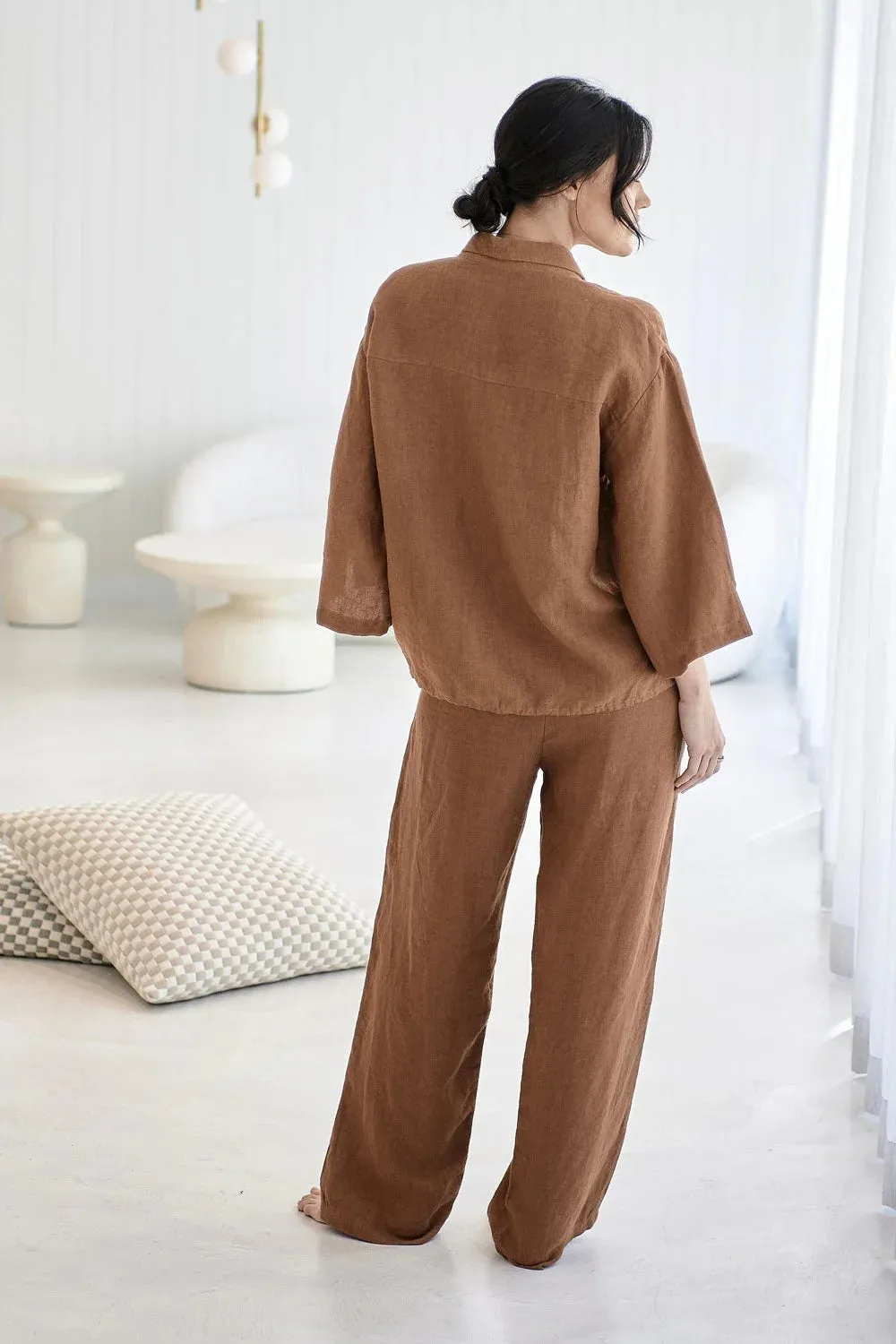 Fundamental Wide Leg Linen Pant - Nutmeg