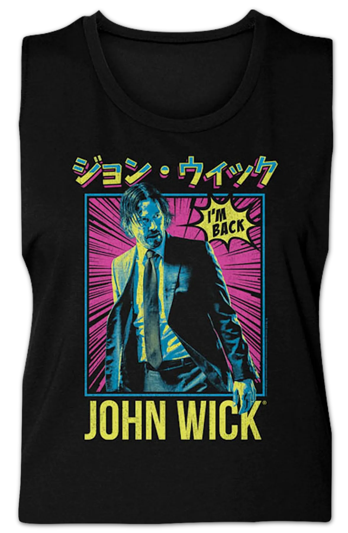 Ladies Japanese Poster John Wick Muscle Tank Top