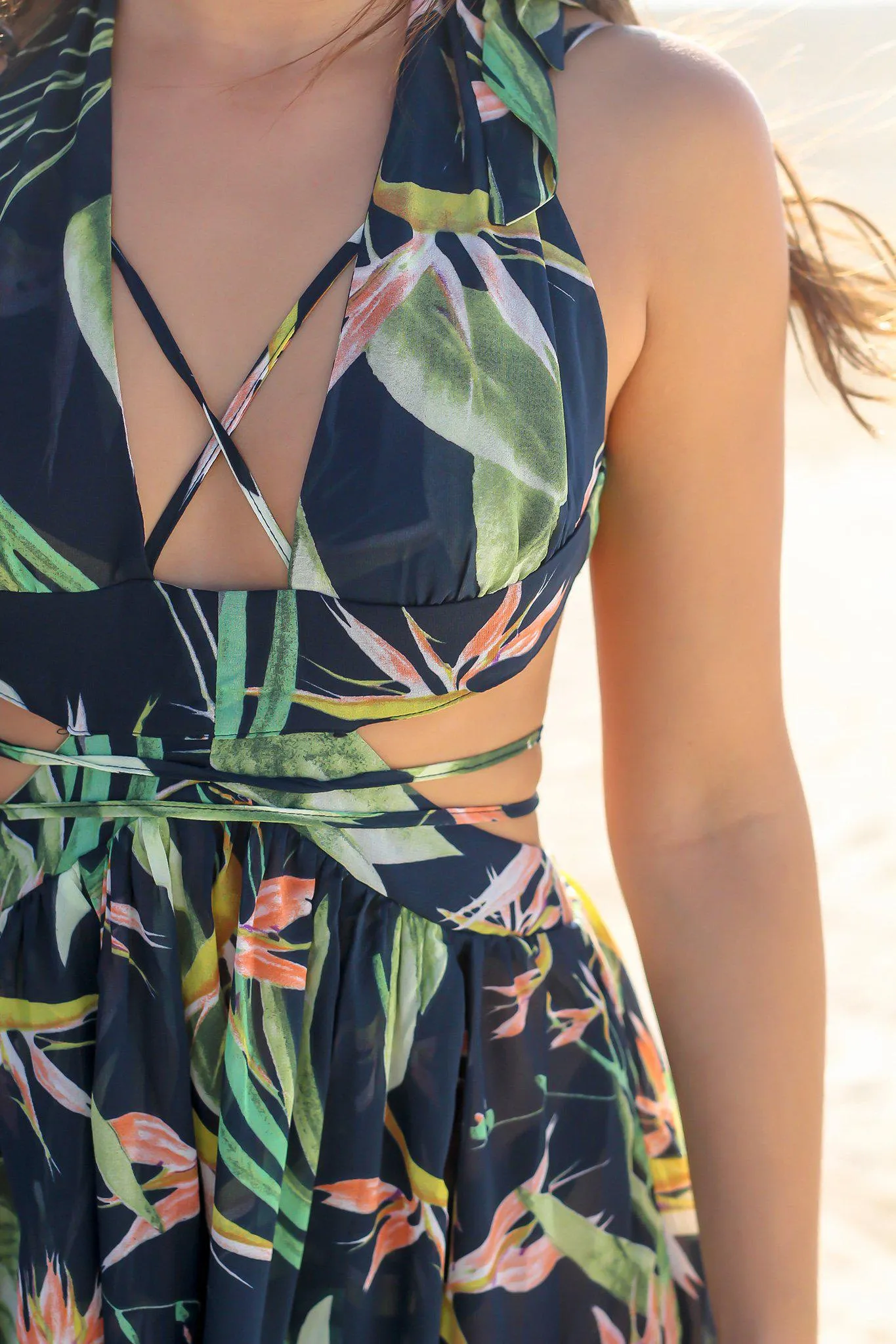 Navy Tropical Cover Up