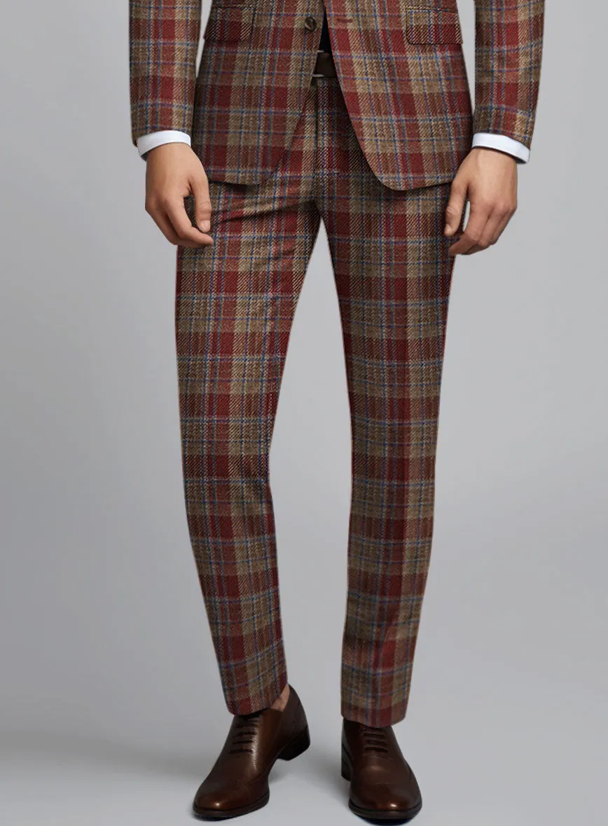 Noble Rafaela Check Wool Silk Linen Pants