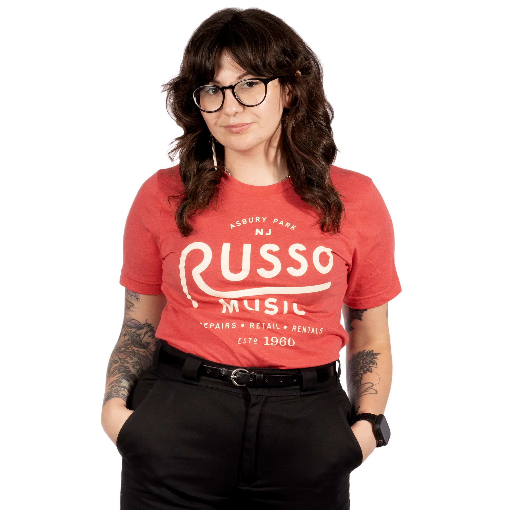 Russo Music 'Asbury Park 1960 Logo' T-Shirt - Heather Red
