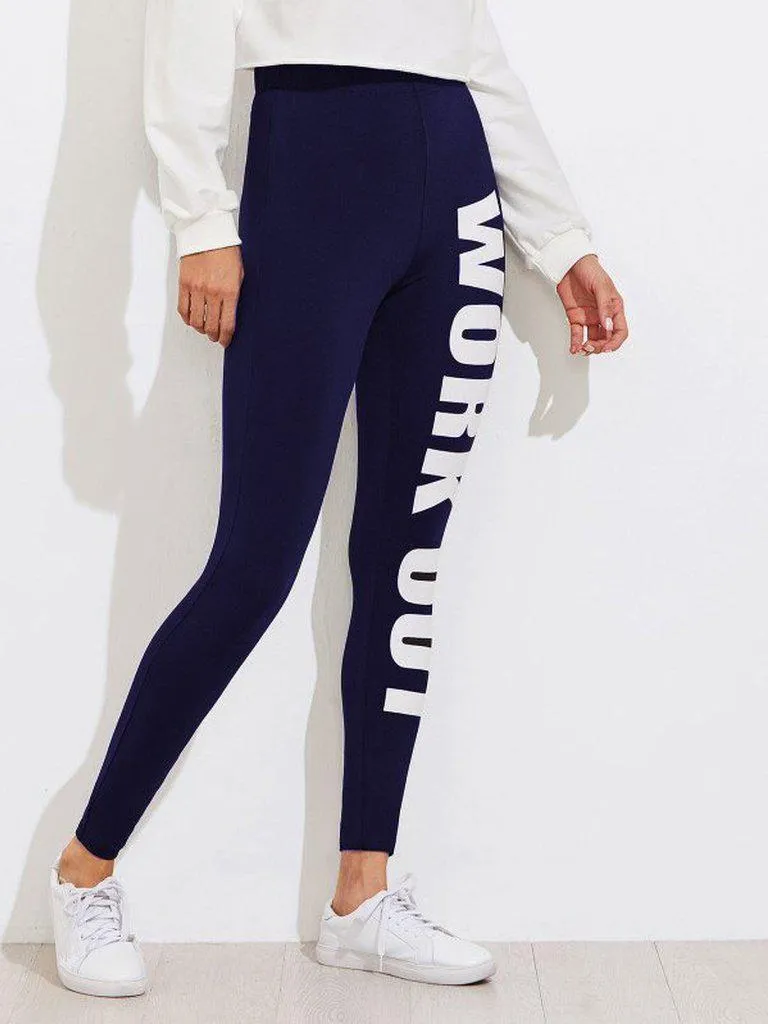 Slogan Print Leggings