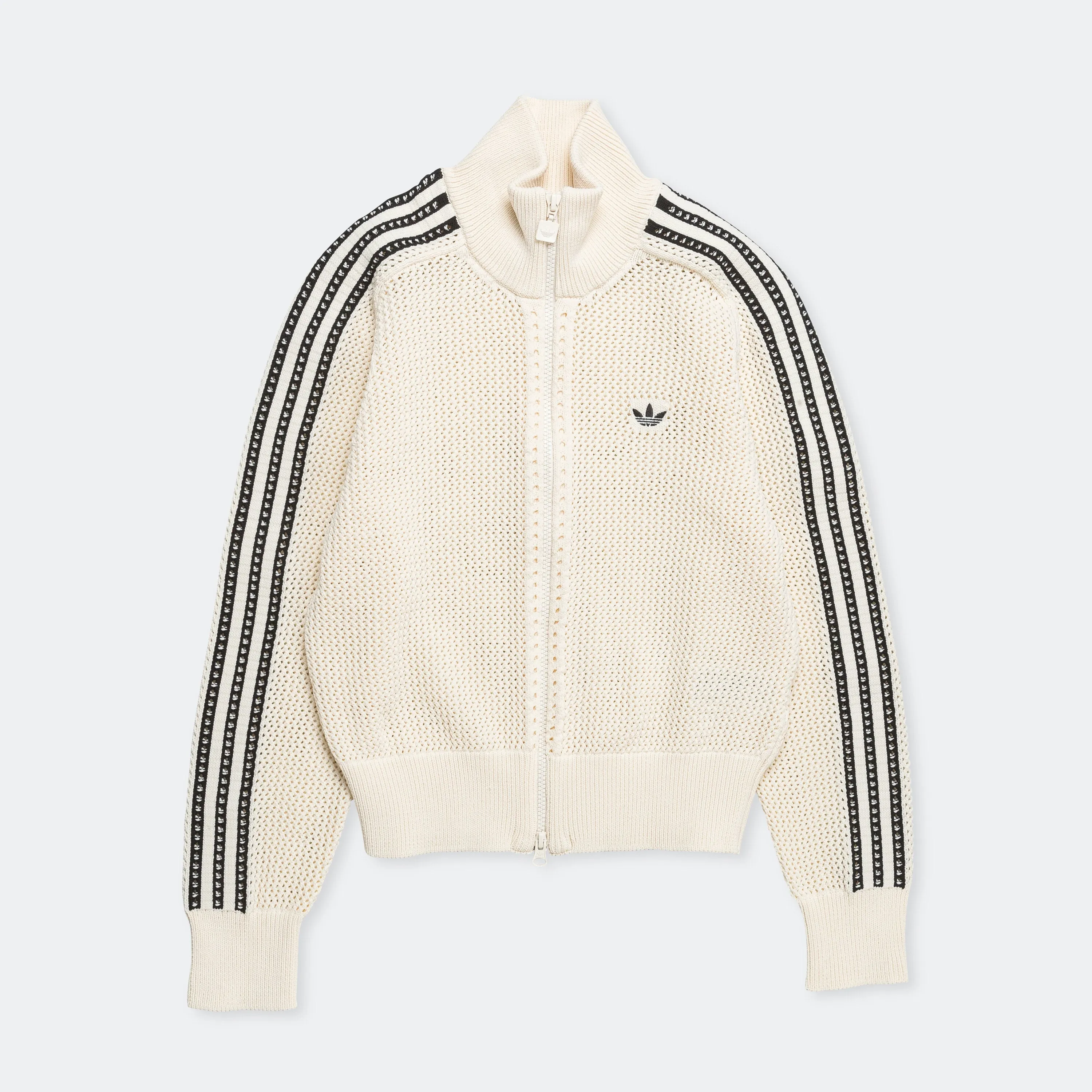 Womens Crochet Track Top - Wonder White