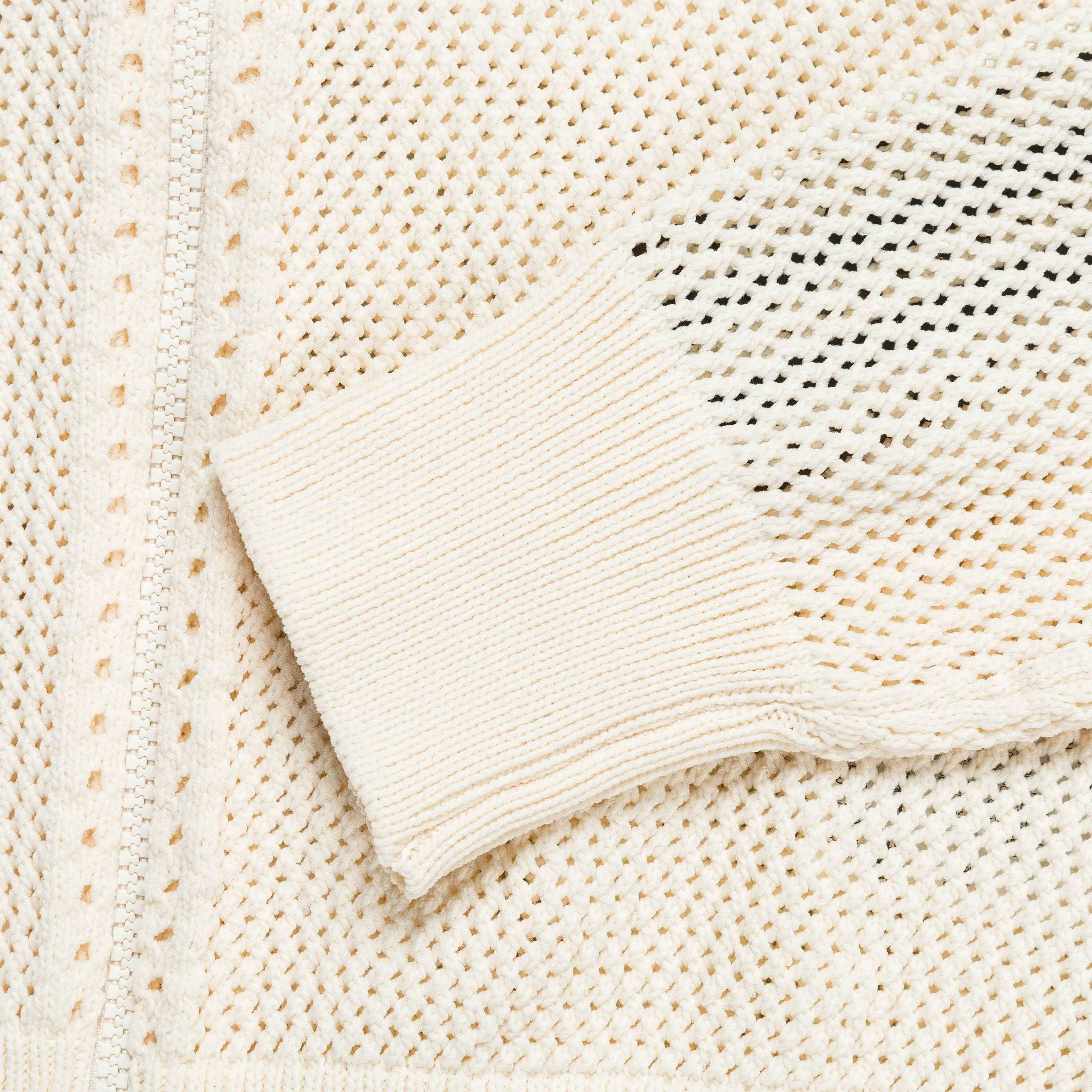 Womens Crochet Track Top - Wonder White